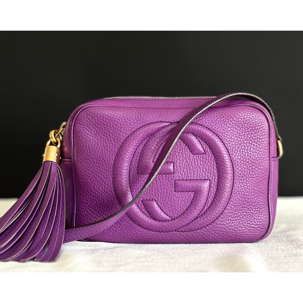 Gucci Pueple Leather Soho Disco Crossbody Bag 308364